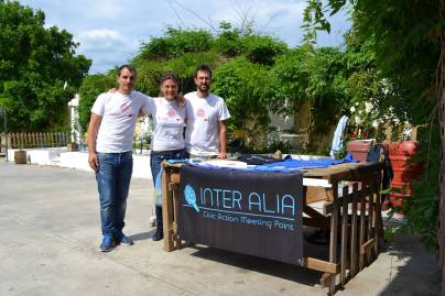 the core staff of Inter Alia. From left, Nikos, Boyka and Nikos.