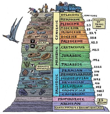 Geological eras and ages. 